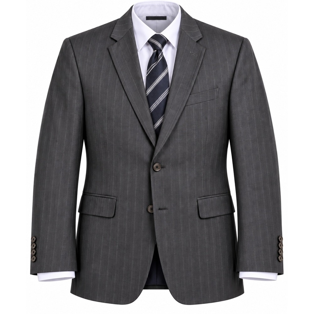 Jack Victor Mens Gray Pinstripe Wool Suit Jacket Blazer 42R Super 100s 2-Button